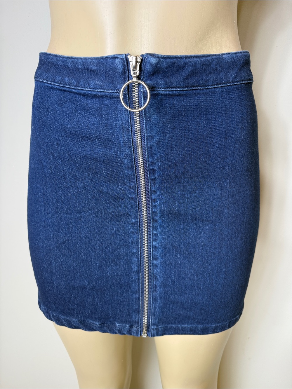 Forever 21 Dark Blue Zip-Front Denim Mini Skirt